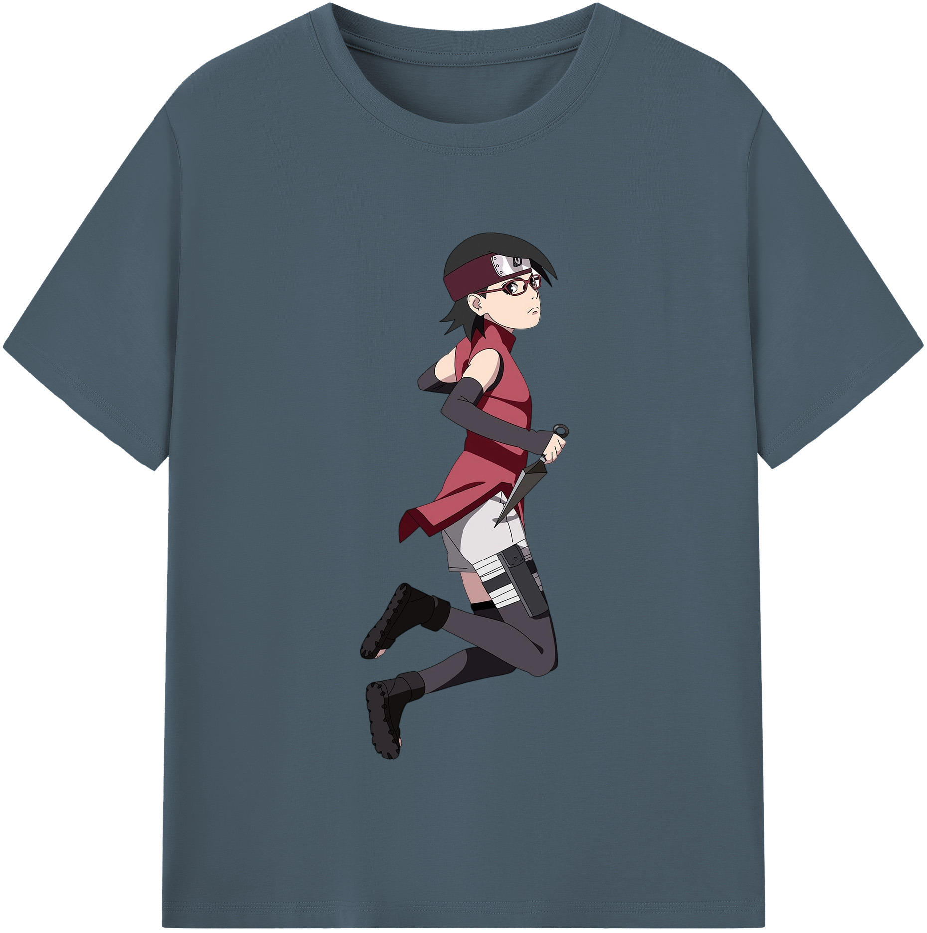 （画像用） NARUTO -ナルト- うちは サラダ Uchiha Sarada 綿100％半袖Tシャツ（フロントプリント）